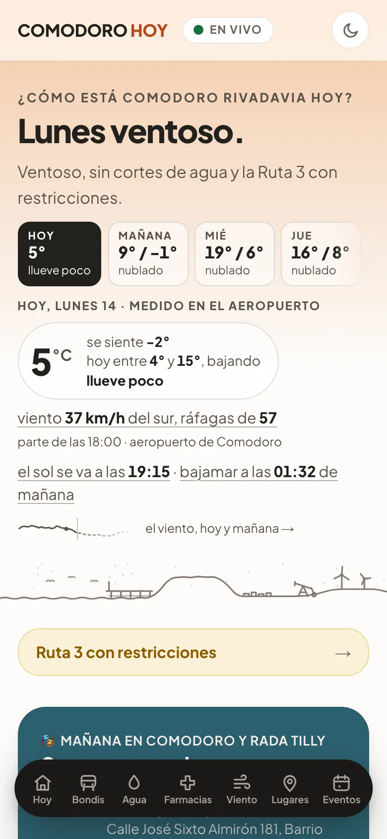 Portada de Comodoro Hoy en el celular